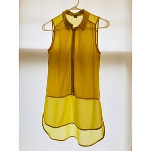 Yellow sleeveless collared tank top